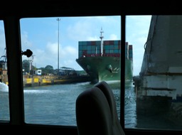 Driving in bus across the Panama Canal